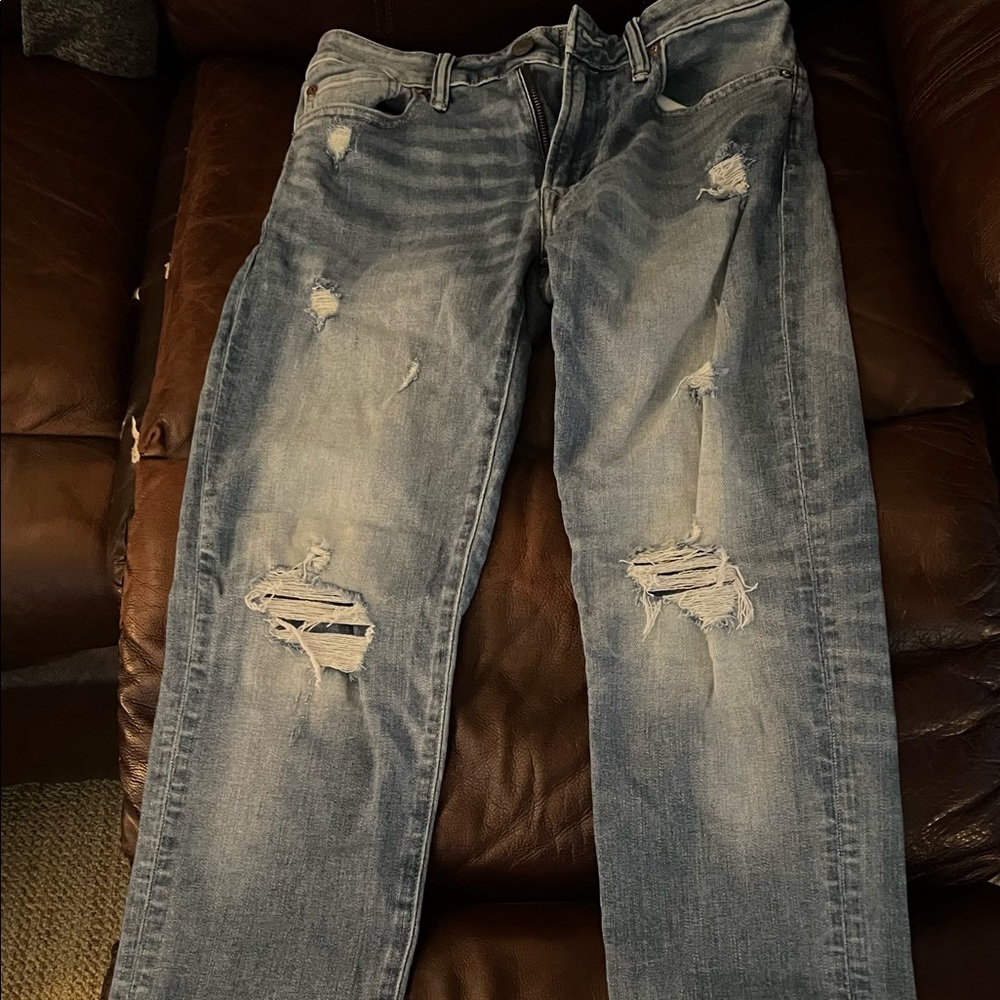 American Eagle “Airflex” ripped athletic skinny jeans